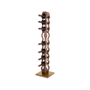 Max Levi Trim 9 American Walnut wood wine rack, wine stand rack, a wine rack, gold stand, corner image with bottles