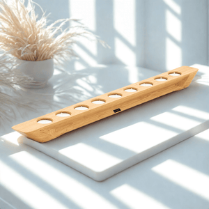 Max Levi, Balmy Select Oak wood 9 tea light candle holder, Luxury, minimalistic, warm ambience. Tea candle holder. Lifestyle Image 2