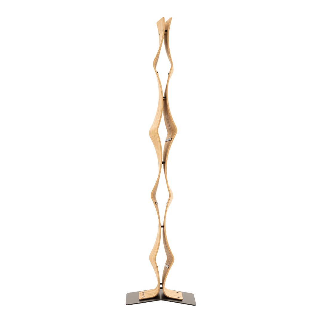 Max Levi Vertigo Select Oak wood wine rack, wine stand rack, a wine rack, black stand, front image without bottles