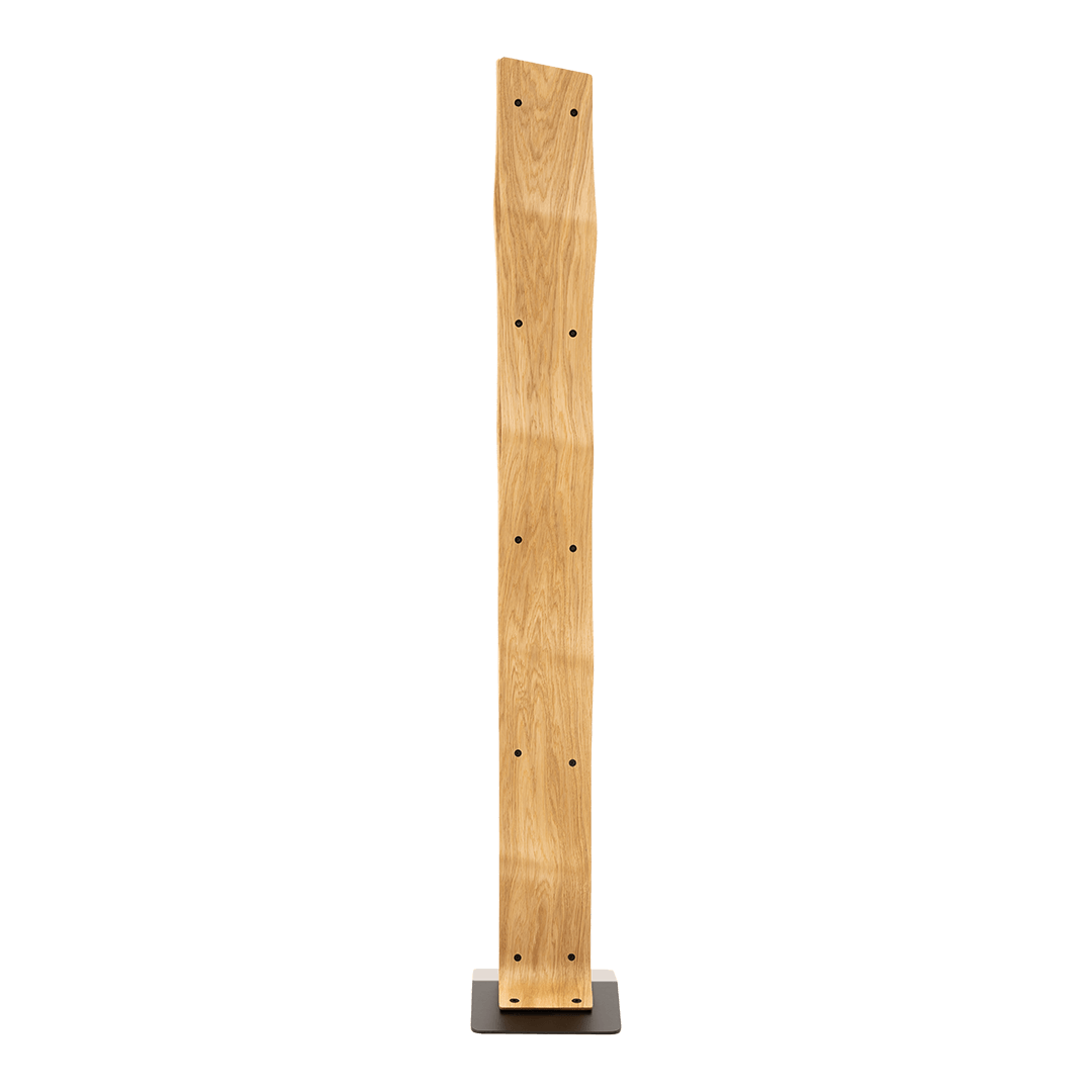 Max Levi Vertigo Select Oak wood wine rack, wine stand rack, a wine rack, black stand, side image without bottles